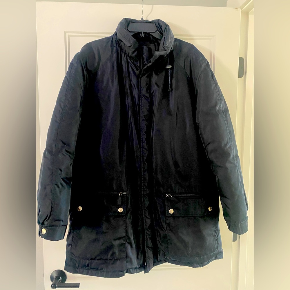 Mens Prada XL coat with goose down feather fill. Hideaway hood.